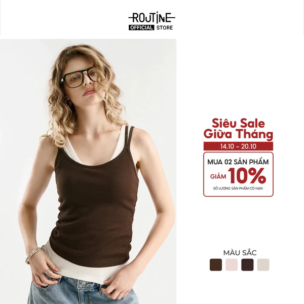 Áo Thun Hai Dây Nữ Form Fitted - Routine 10S26TTOW001