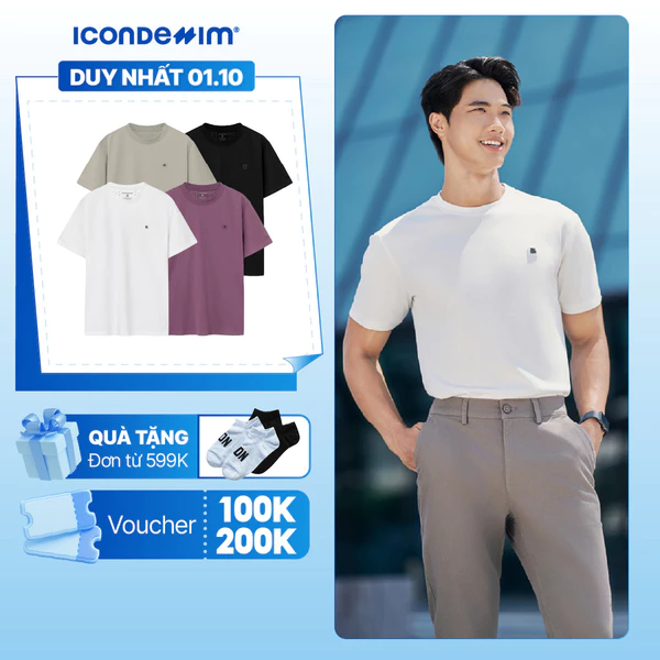Áo Thun Nam ICONDENIM Trơn ProCool New Gen Seam Sealing Form Slim Fit ATID0559