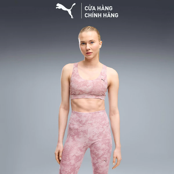Áo Ngực Thể Thao PUMA Nữ Cloudspun Bra AOP - Mid Misty Pink Màu Hồng