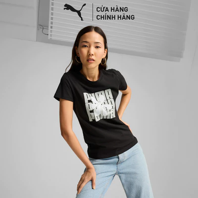Áo Thun Thời Trang Nữ PUMA Graphics Wording Tee Black Màu Đen