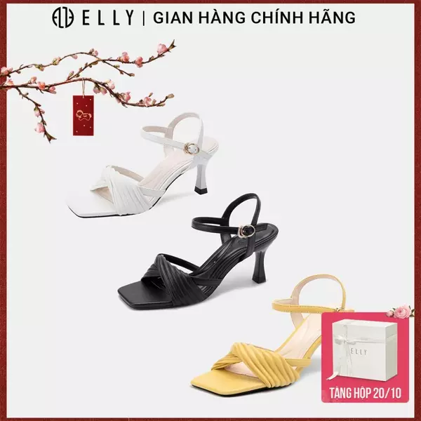 Giày sandal nữ ELLY EG262 cao gót 7cm da tổng hợp quai mảnh thời trang