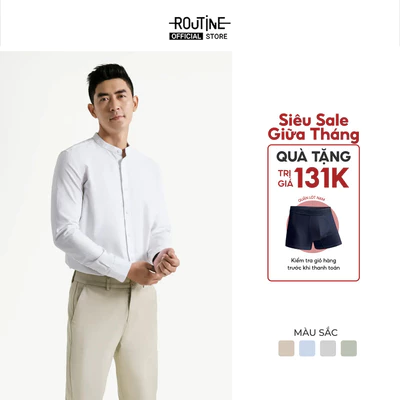 Áo Sơ Mi Nam Oxford Cổ Trụ Tay Dài Trơn Form Fitted - Routine 10S24SHL006C