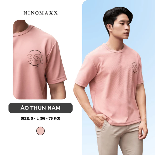 Áo Thun Graphic Nam Tay Ngắn Màu Hồng Ninomaxx 2504003