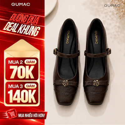 Giày Cao Gót Nữ GUMAC Gót Vuông 4cm Quai Ngang Khóa Kim Loại Hiện Đại Thanh Lịch Đi Làm Đi Tiệc GG08099