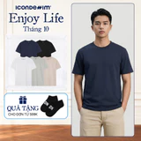 Áo Thun Unisex Cotton Cổ Tròn ICONDENIM Form Suông Basic Tee. Co Giãn 4 Chiều ATID0122
