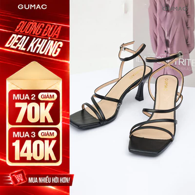 Giày Sandal Nữ Cao Gót 7cm GUMAC Quai Ngang Đan Dây Mảnh Gót Nhọn Sang Trọng Đi Tiệc GE04057