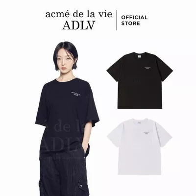 Áo Thun ADLV Ribbon Basic Logo Dáng Oversized Màu Đen/Trắng - Hàng chính hãng