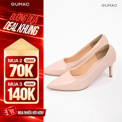 Giày Cao Gót Nữ GUMAC Da Bóng Mũi Nhọn Gót Thanh Mảnh Sang Trọng GF04043