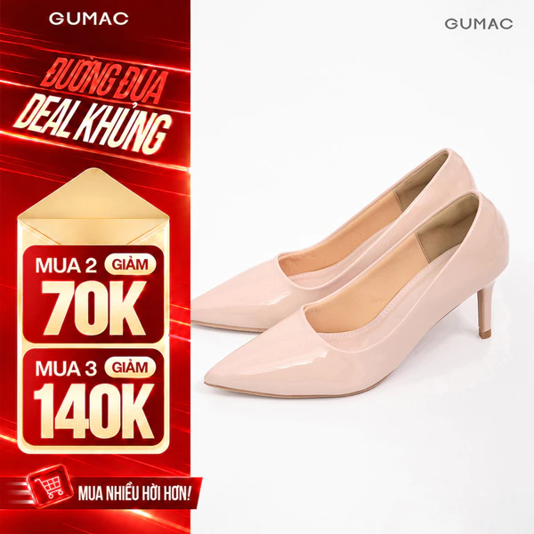 Giày Cao Gót Nữ GUMAC Da Bóng Mũi Nhọn Gót Thanh Mảnh Sang Trọng GF04043