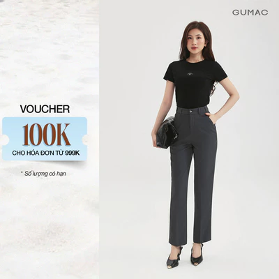 Quần Tây Nữ GUMAC Form Ống Đứng Lưng Thun Thoải Mái Thanh Lịch QF05022