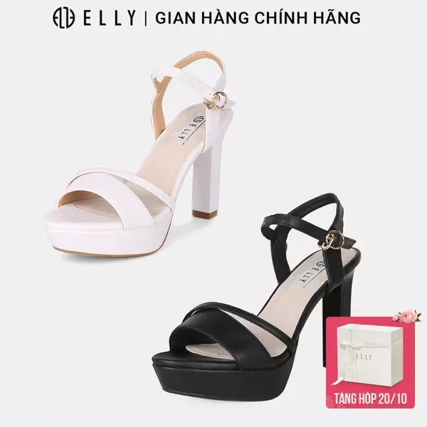 Sandal cao gót nữ ELLY EGM206 da microfiber hở mũi 9.7cm thanh lịch