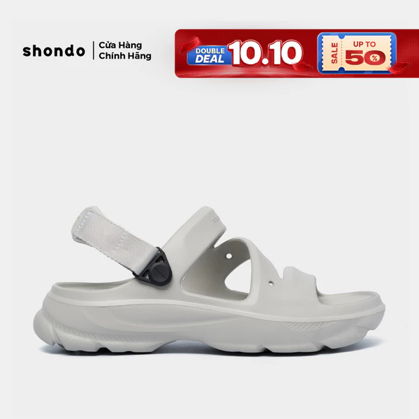 Giày Sandal Nam Nữ Shondo FX Nhựa Đúc Kháng Nước Hạn Chế Trơn Trượt Xám Rêu F102222