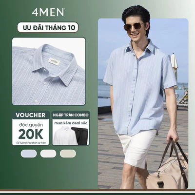 Áo Sơ Mi Seersucker Ngắn Tay 4MEN Form Regular SM204 Gọn Gàng, Lịch Sự, Thanh Lịch