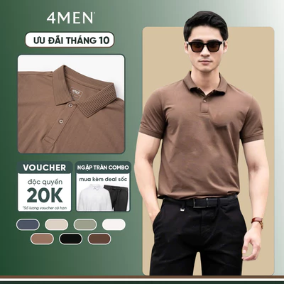 Áo thun polo nam trơn vải modal 4MEN PO138 form slimfit thun cá sấu đẹp cao cấp, mềm mát, ít nhăn, trẻ trung, nhiều màu