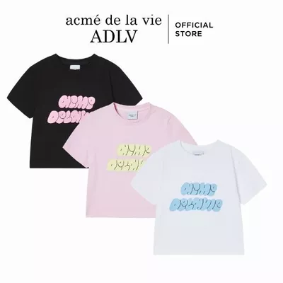 Áo Thun nữ ADLV Cloud Font dáng crop màu đen/hồng/trắng - Hàng chính hãng