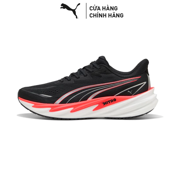 Giày Chạy Bộ PUMA Nam Velocity NITRO 5 Black-Ultra Red Màu Đen