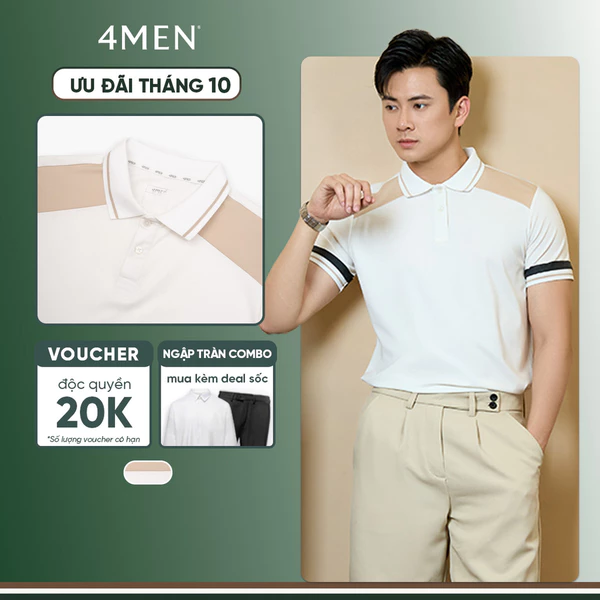 Áo Polo Rayon Rã Phối Form Slimfit 4MEN PO159 ôm tôn dáng, vải mềm mịn, thấm hút, thoáng mát
