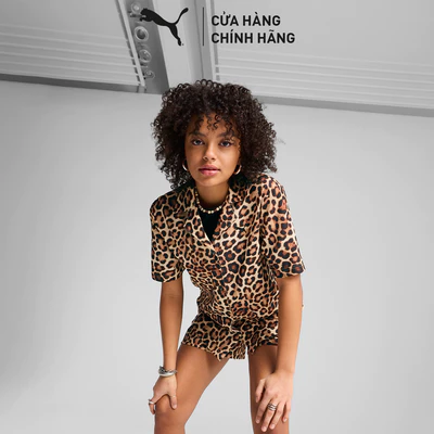 Áo Thun Thời Trang PUMA Nữ Leo Luxe Relaxed Aop Alpine Snow Màu Trắng