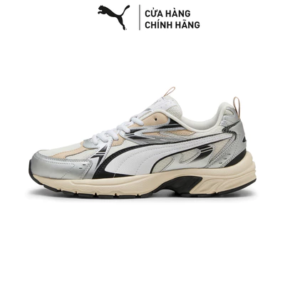 Giày Thể Thao PUMA Unisex Milenio tech_ Warm White-White-Silver Màu Trắng