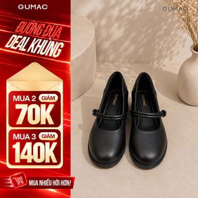Giày Cao Gót GUMAC Bít Mũi Quai Ngang Đính Ngọc Trai Cao Cấp GG05067