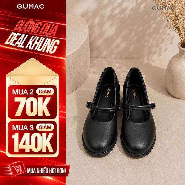 Giày Cao Gót GUMAC Bít Mũi Quai Ngang Đính Ngọc Trai Cao Cấp GG05067