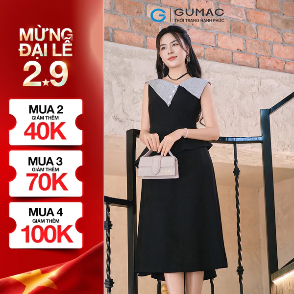 Đầm nữ GUMAC peplum phối cổ  DF01082