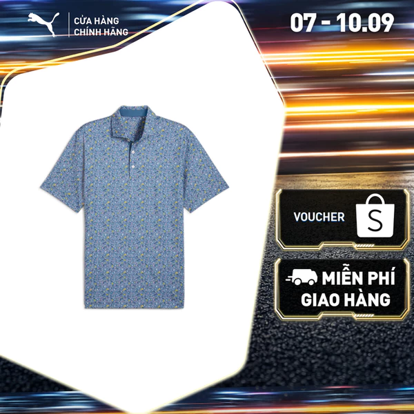 Áo Thun Thể Thao Golf PUMA Nam MATTR Soto Polo Blue Horizon-Pelé Yellow Màu Xanh