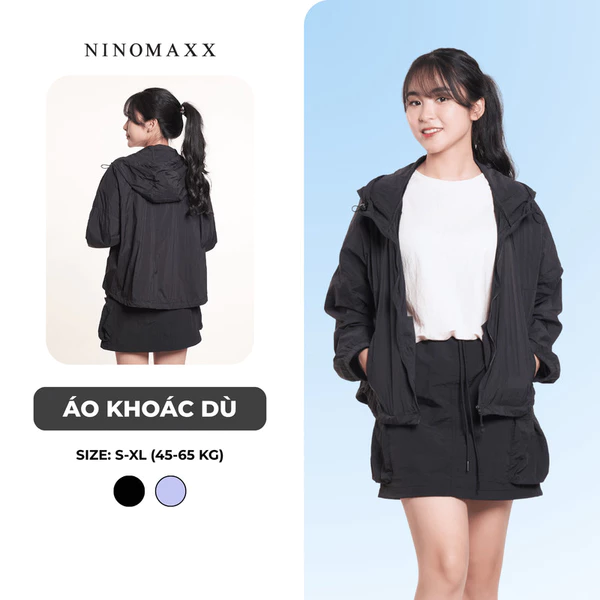 Áo Khoác Dù Nữ Tay Dài 1 Lớp Form Mũ Rộng Túi Trong, Dây Rút Điều Chỉnh NINOMAXX 2407028