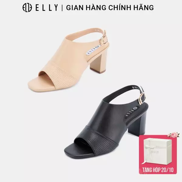 Giày cao gót nữ ELLY EGM210 da microfiber nhập khẩu hở mũi 7.5cm sang trọng