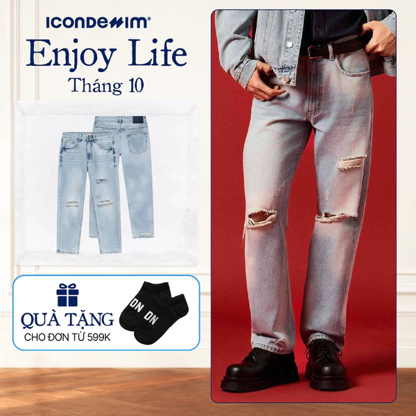 Quần Jeans Nam ICONDENIM Ống Suông Scar Form Straight QJID0284