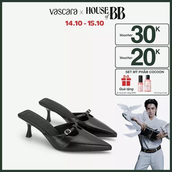 Vascara Guốc Mũi Nhọn T-Bar Phối Khoá Trang Trí - GNN 0233