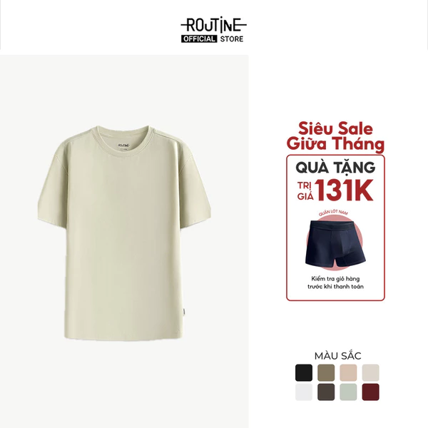Áo Thun Trơn Basic Tay Ngắn Vải Cotton Poly Spandex Form Fitted - Routine 10S26TSS074