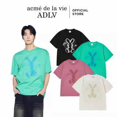 Áo Thun ADLV Solo Rabbit Alien dáng oversized màu đen/kem/hồng nhạt/xanh lá - Hàng chính hãng
