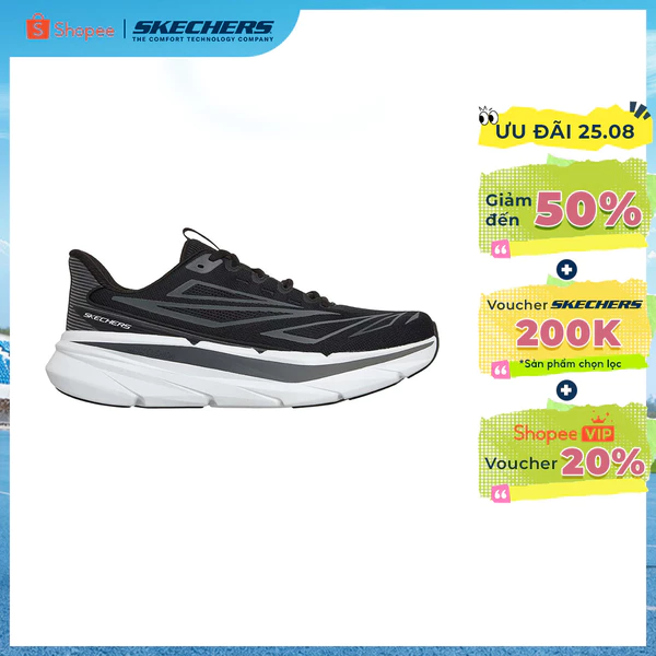 Giày Thể Thao Nam Skechers GOrun Max Cushioning Premier 3 Sprint Edge Chạy Bộ Tập luyện - 221224-BKW Air-Cooled Goga Mat
