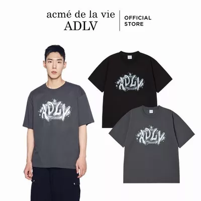 Áo Thun ADLV Universe Logo dáng oversized màu đen/than chì - Hàng chính hãng