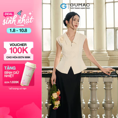 Áo sơ mi nữ GUMAC kiểu gile đính hoa thủ công sang trọng công sở thanh lịch AF10030