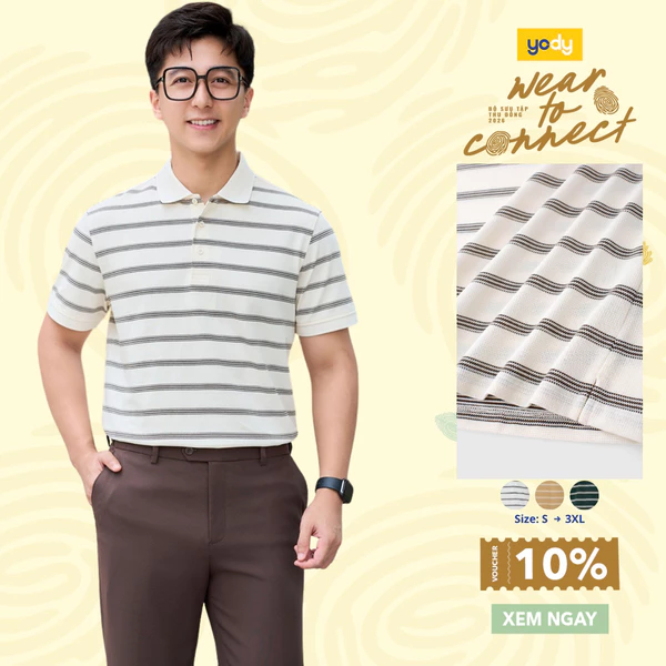 Áo Polo Nam Yody Regular Họa Tiết Kẻ MCPO26A042