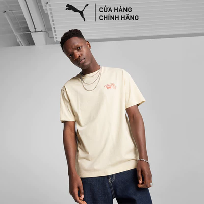 Áo Thun Thời Trang PUMA Nam GRAPHICS Drive-In Tee Alpine Snow Màu Trắng