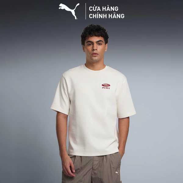 Áo Thun Thời Trang PUMA Nam Box Top Warm White Màu Trắng