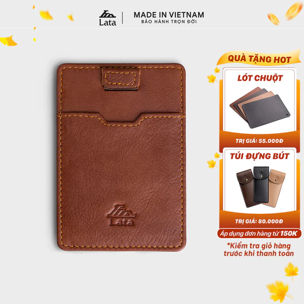 Ví nam da bò Lata (Thời trang nam đựng namecard - Ví da thật LVN77)