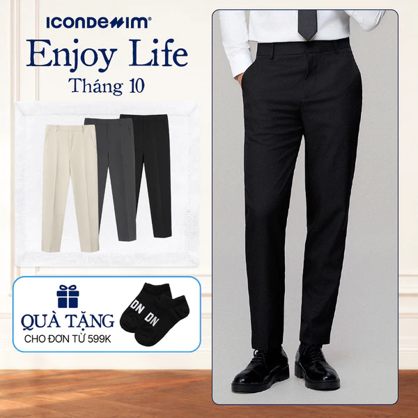 Quần Tây Nam ICONDENIM Ống Suông Co Giãn Basic Form Straight QTID0064