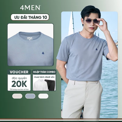 Áo Thun Rayon 4MEN In Logo Chiếc Thuyền Form Slimfit AT190 Ôm Vừa Vặn, Thoáng Mát