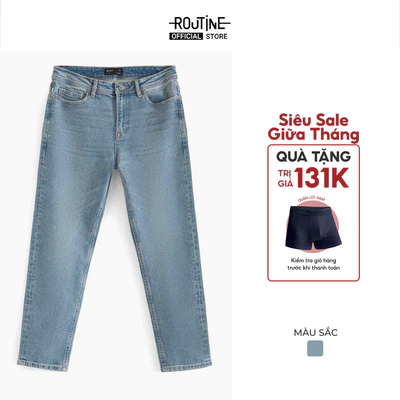 Quần Jeans Nam Trơn Form Slim Cropped - Routine 10F24DPA036