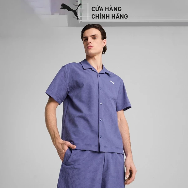 Áo Thun Thời Trang PUMA Nam WARDROBE ESS Relaxed Shirt Blue Crystal Màu Xanh