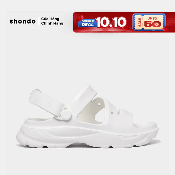 Giày Sandal Nam Nữ Shondo FX Nhựa Đúc Kháng Nước Hạn Chế Trơn Trượt Trắng F100000