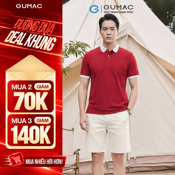 Áo Polo Nam GUMAC Form Suông Tay Ngắn Phối Màu Viền Bo Thanh Lịch LPLNF0916