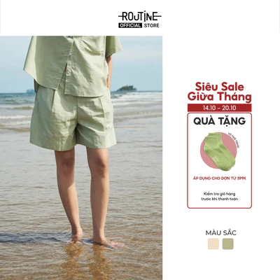 Quần Short Xếp Ly Nữ Lưng Thun Form Loose - Routine 10S25PSHW009