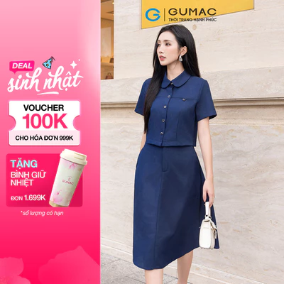 Set lẻ Áo lửng cổ lá sen  AF04012 - Chân váy nữ GUMAC A xòe  VF04013
