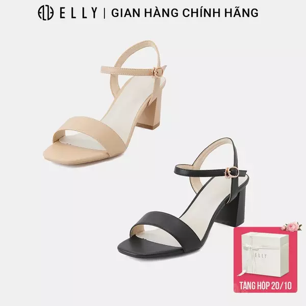 Giày sandal cao gót nữ ELLY EGM231 da microfiber gót vuông 7cm thanh lịch