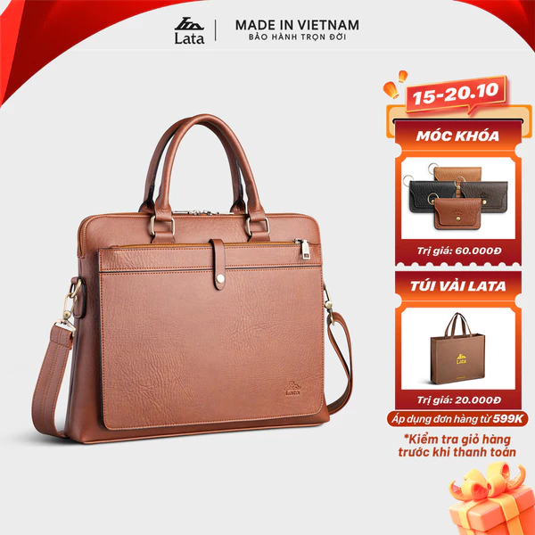 Cặp Công Sở Lata (Thời trang nam basic đựng laptop 14 inch - Cặp da CA37)